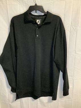 FootJoy Men's Long Sleeve Polo in Black about a 2XL
